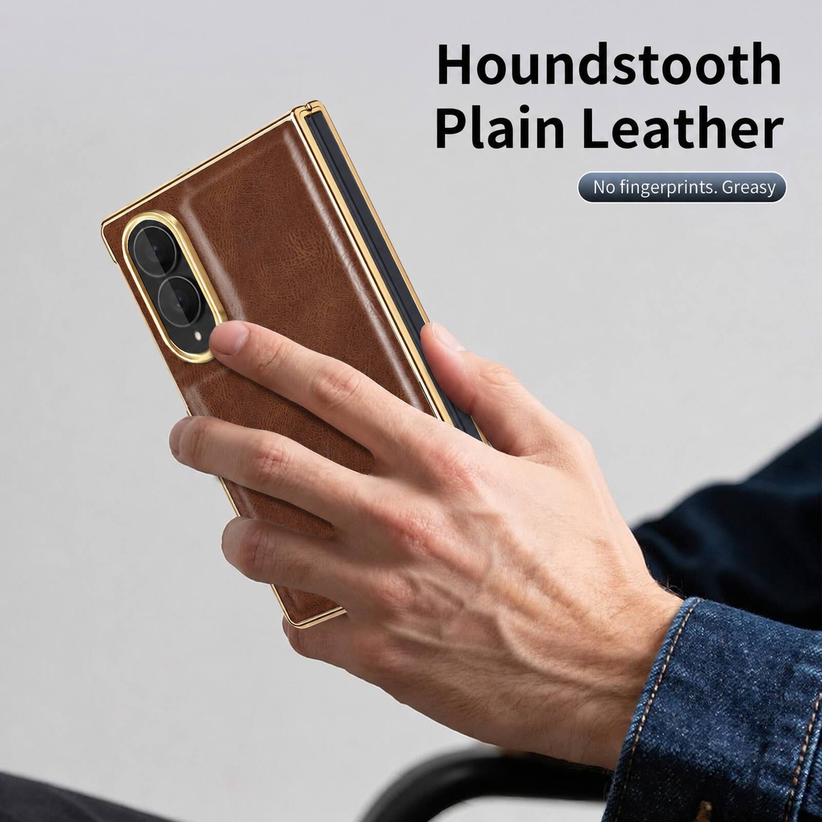 Houndstooth Plain Leather  
No fingerprints. Greasy