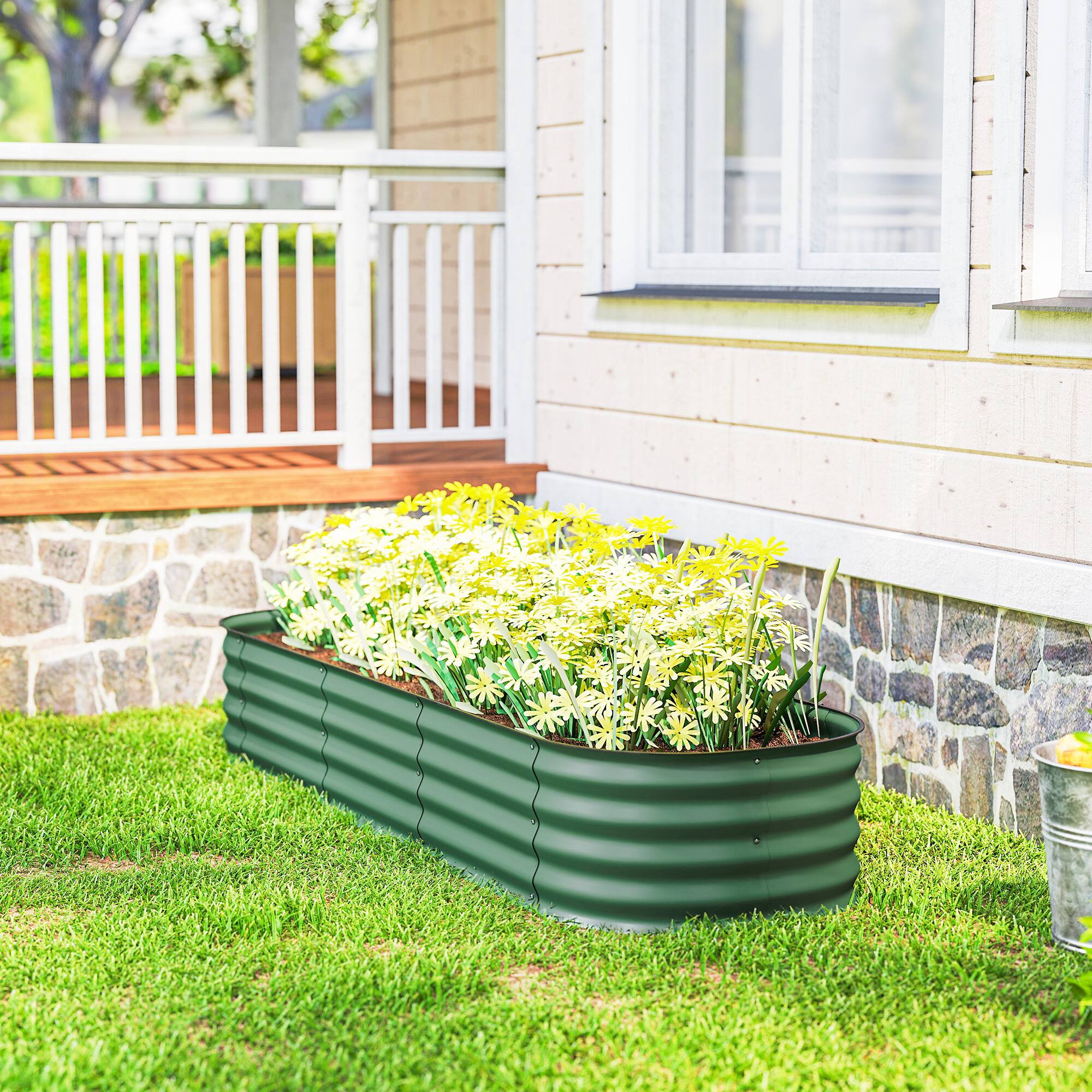 Alt View 8. Outsunny - x 2' x 1' Galvanized Raised Garden Bed Kit - Green.