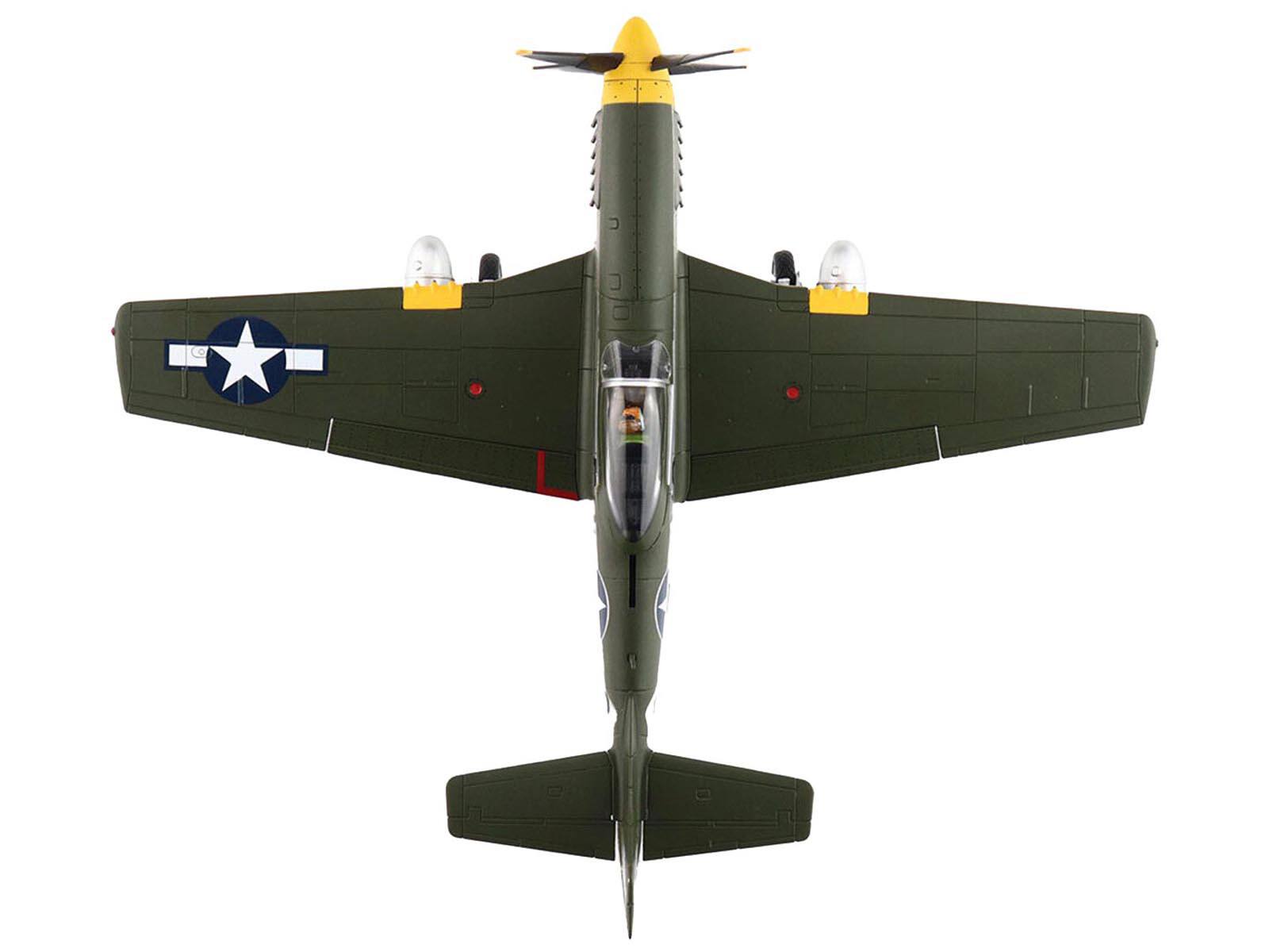 Left. Hobby Master - North American P-51D Mustang "413926 375th FS 8th Air Force" 1944 US Army Air Forces "Air Power Series" 1/48 - Green, White, Yellow.