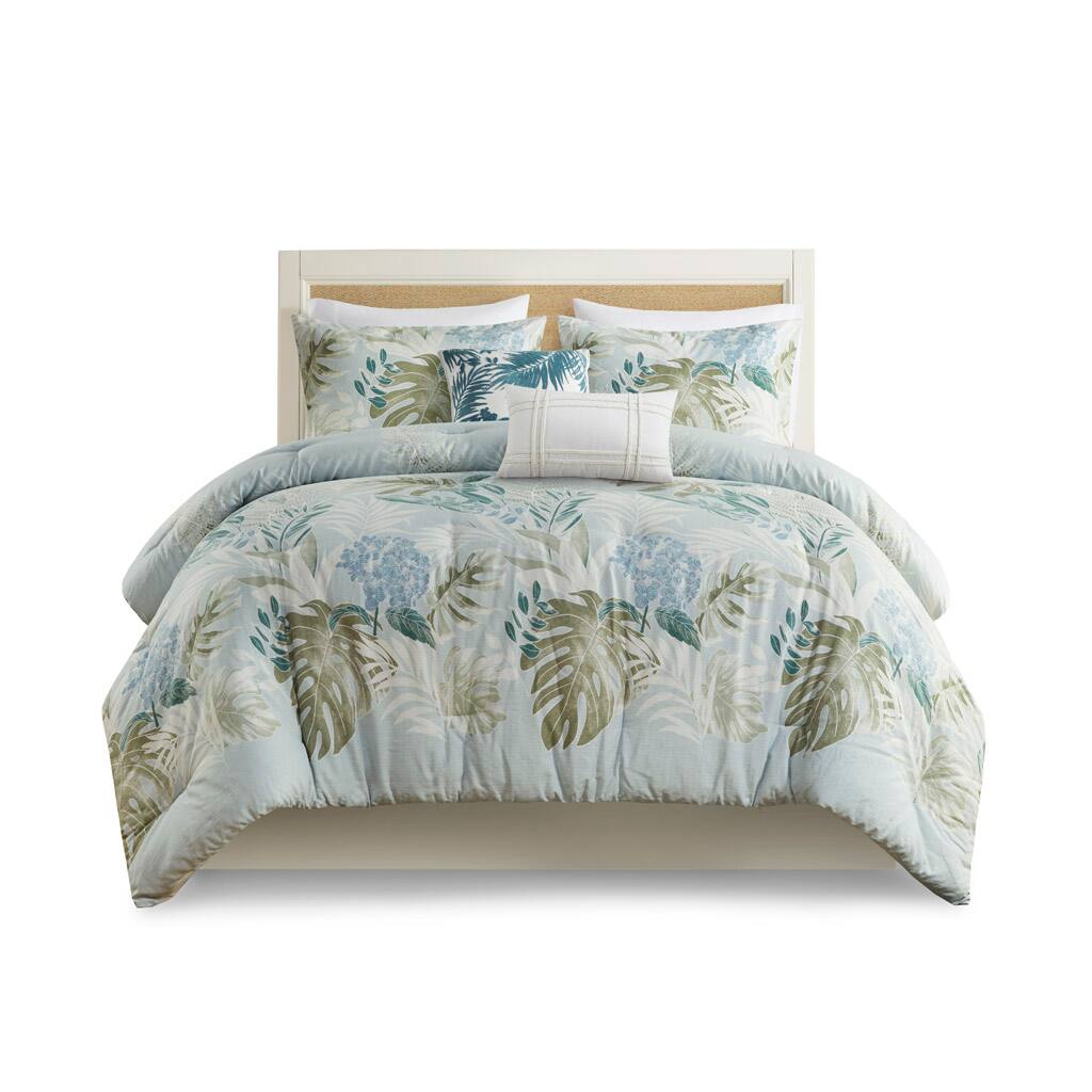 Front. Gracie Mills - Gracie Mills Ellison 6-Piece Jacquard Stripe Oversized Cotton Comforter Set - White/Grey.
