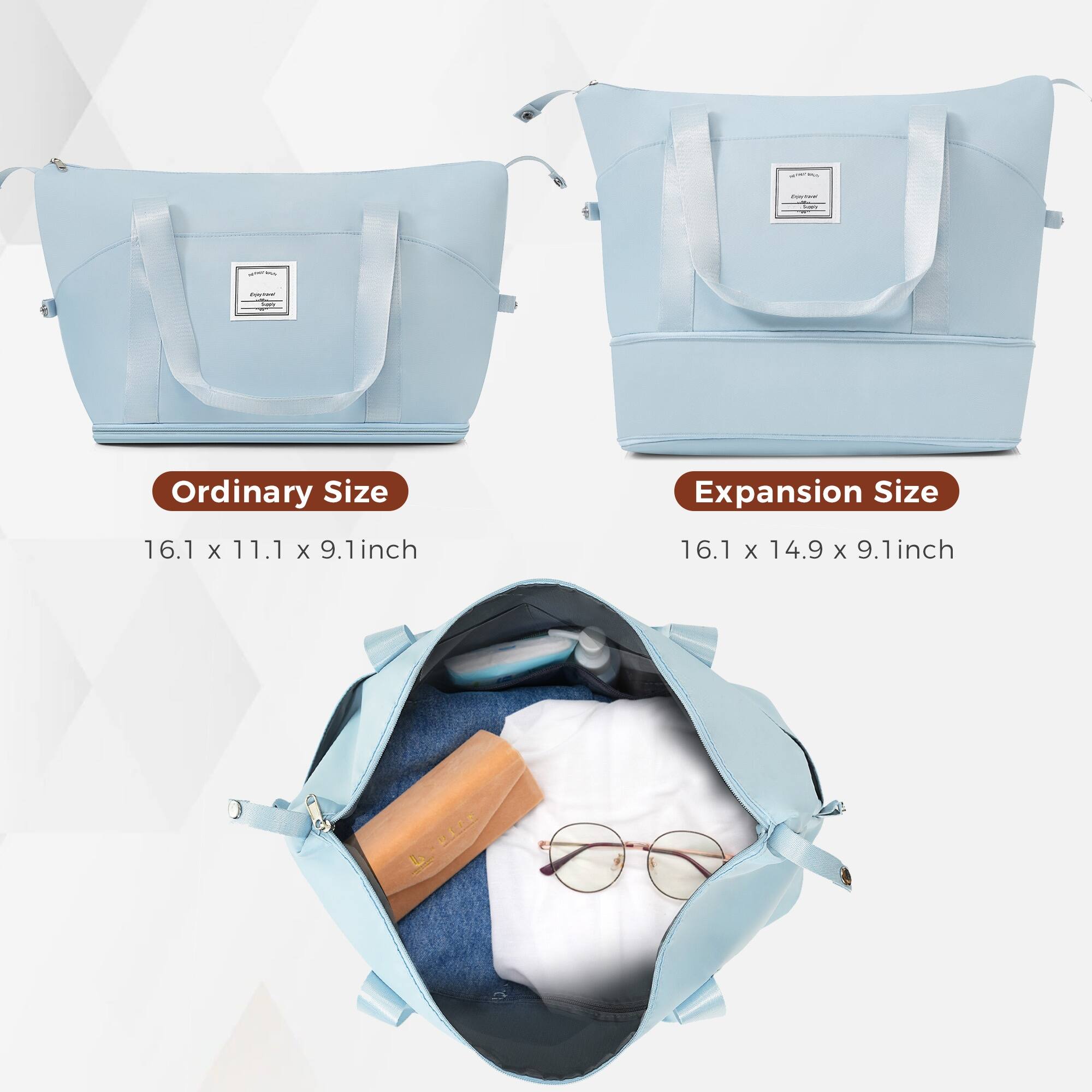 - Ordinary Size: 16.1 x 11.1 x 9.1 inch
- Expansion Size: 16.1 x 14.9 x 9.1 inch