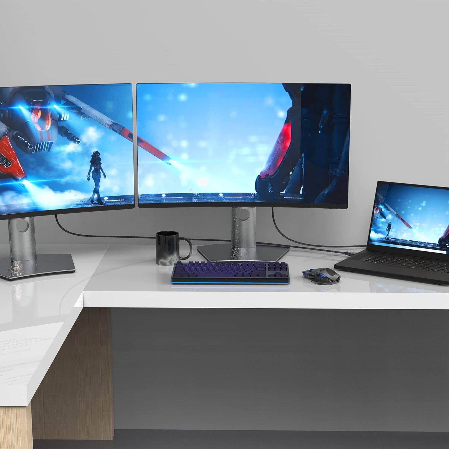 Alt View 5. Monster - M-Series 3000 Certified Premium 8K High Speed HDMI Cable - 2.1, 4K 120Hz HDMI Cable, 48 Gbps- HDMI Cables 4.9 ft - Blue.