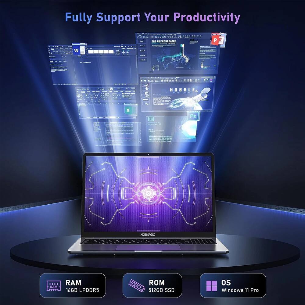 Fully Support Your Productivity

RAM: 16GB LPDDR5  
ROM: 512GB SSD  
OS: Windows 11 Pro