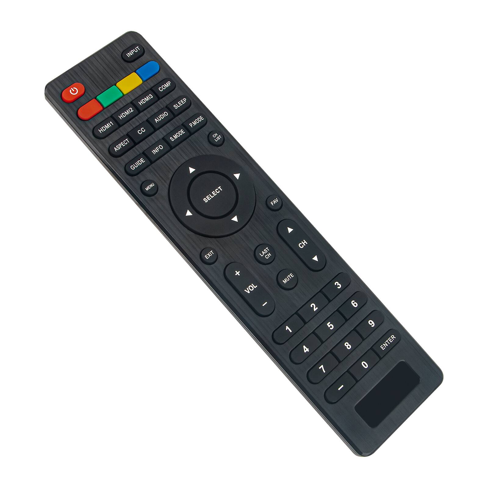 INPUT COMP HDMI3 SLEEP HDMI2 AUDIO HDMI1 P.MODE CC S.MODE On LIST ASPECT INFO GUIDE MENU SELECT FAV EXIT LAST CN CH VOL - MUTE 3 2 6 5 9 1 4 8 ENTER 0 7