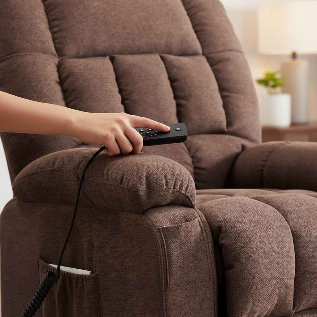 Alt View 5. AOITUN - Oversized Power Lift Recliner Chair for Seniors, Heated Vibration Massage Sofa with Remote, Fabric Padded Seat with USB - Brown.