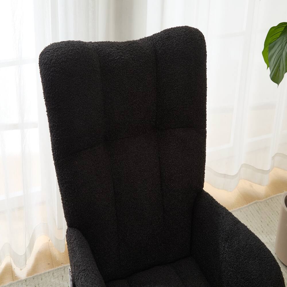 Alt View 10. Loheer - Loheer Teddy Fabric Wingback Glider Rocker with Ottoman Set, Nursery Nursing Chair, Dark Blue - Dark Blue.