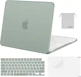 mosiso - For 2026 MacBook Neo Case 13 inch A3404 with A18 Pro Chip, Protective Hard Shell & Keyboard Cover & Screen Film & Pouch - Antique Green