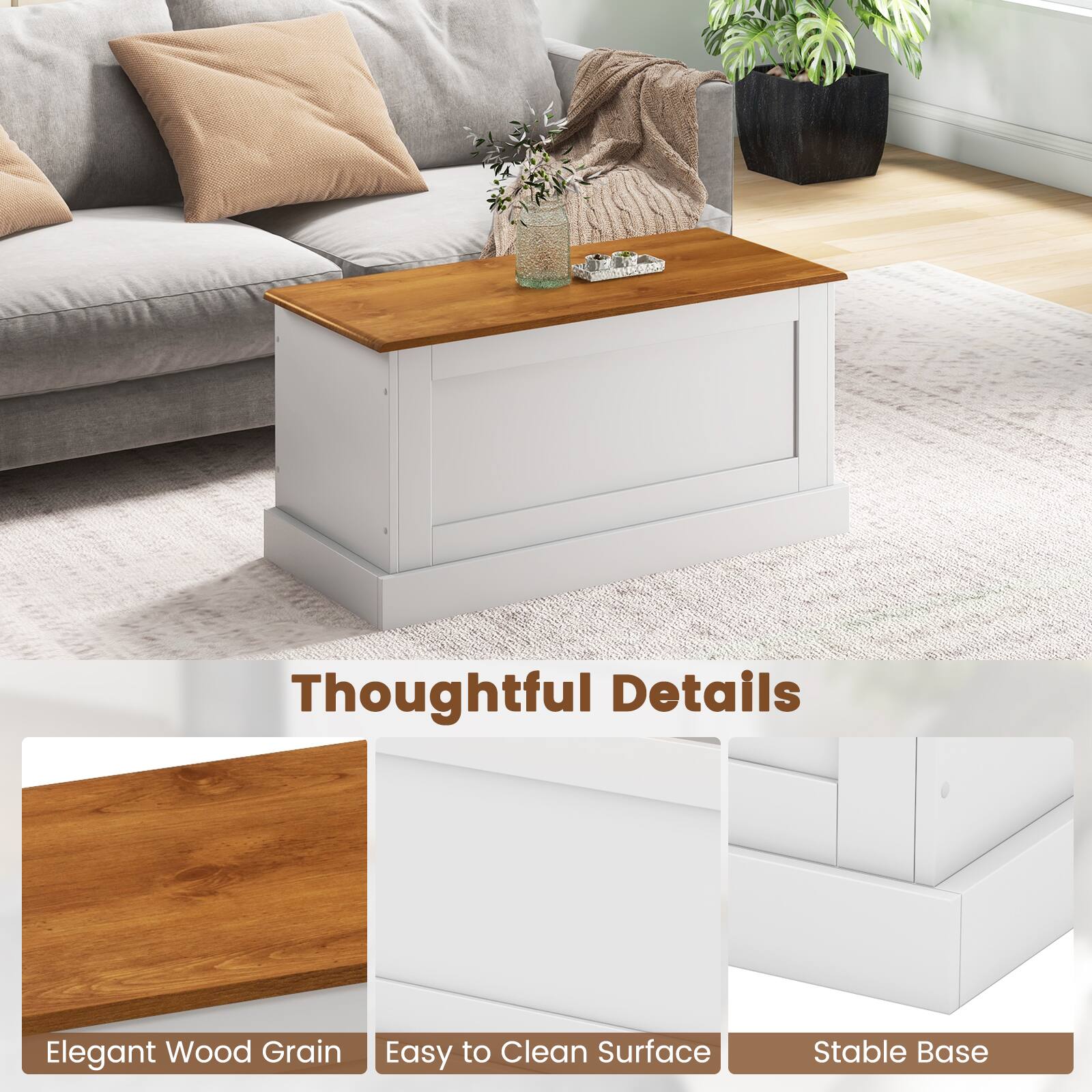 Thoughtful Details
Elegant Wood Grain
Easy to Clean Surface
Stable Base