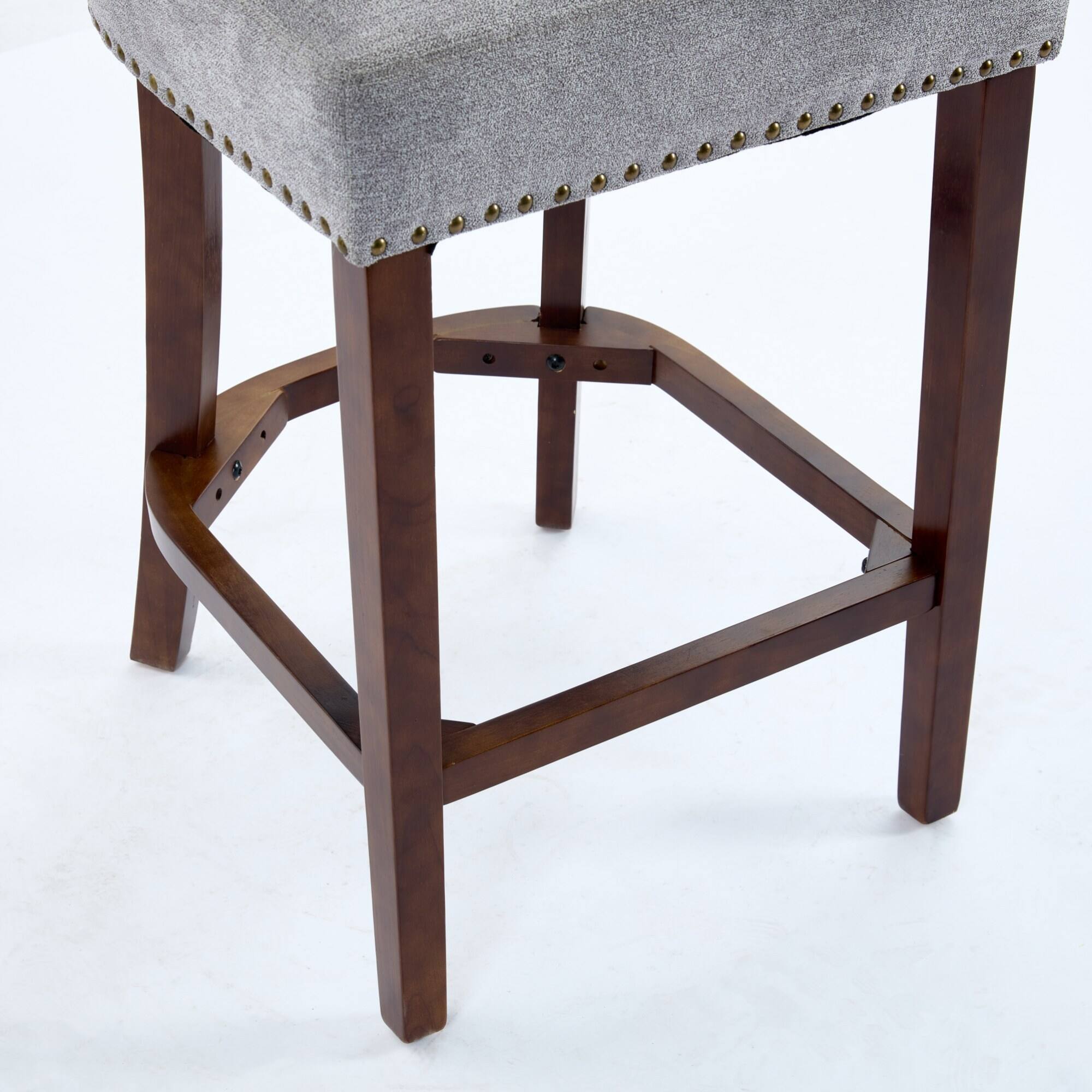 Alt View 8. GOODSILO - Modern Counter Height Bar Stools Set of 2, Farmhouse Upholstered Accent Chairs with Curved Backrest and Hardwood Frame - Gray.