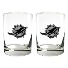 Great American Products - Miami Dolphins 15oz. Legacy Rocks Glass Set - Multicolor