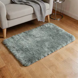 Unique Bargains - Small Fluffy Rug 2'x1.3', Soft Shaggy Washable Carpet Mat for Bedroom, Bathroom, Car, Dorm, Photography Props - Silver Gray