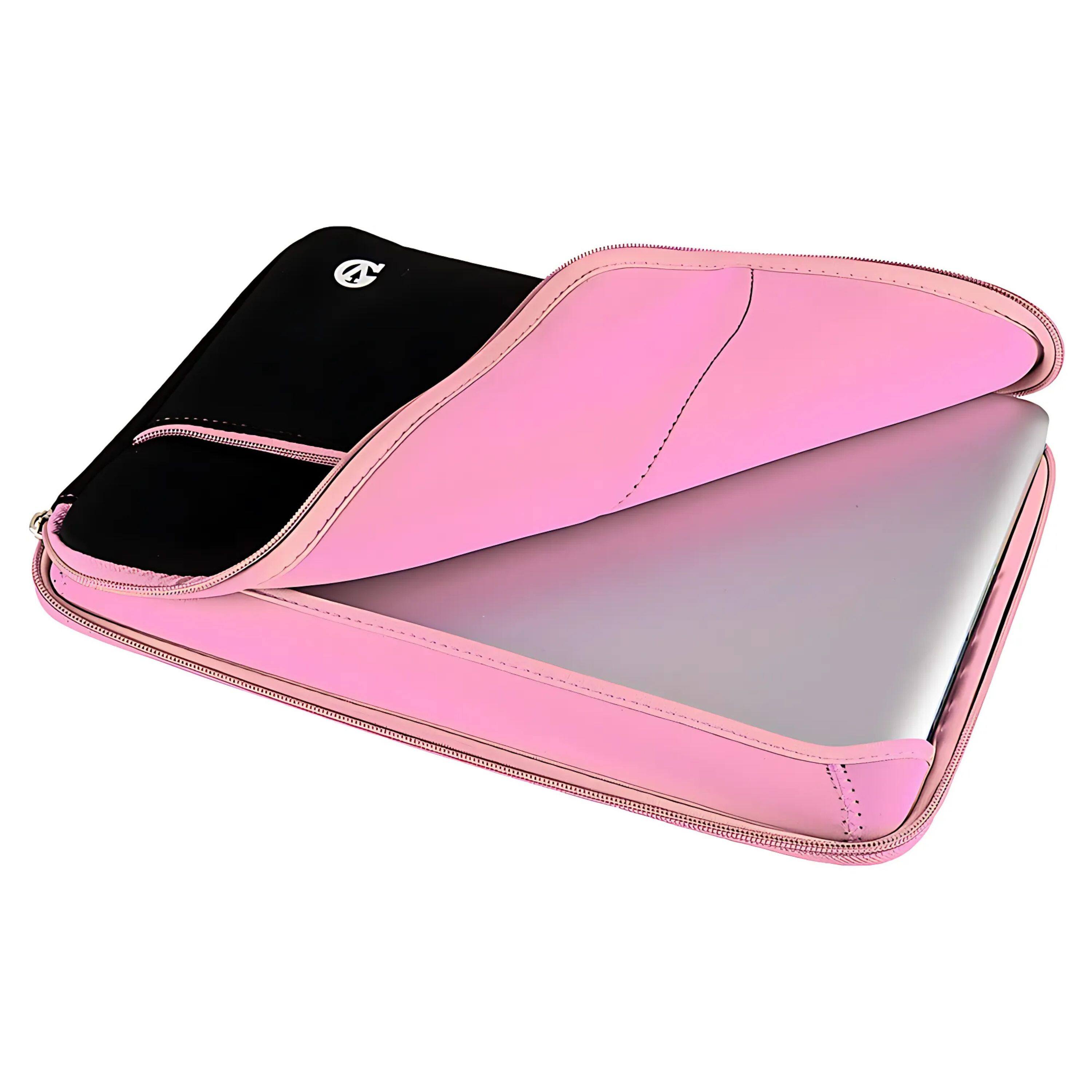 Back. Kitcheniva - Universal Laptop Neoprene Sleeve Carry Case Zipper Bag 13" Black/Baby Pink - Black/Baby Pink.
