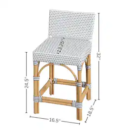 Starlight Canyon Home - Rattan Counter Stool – White Wicker and Wood Bar Stools for Seating - White And Gray