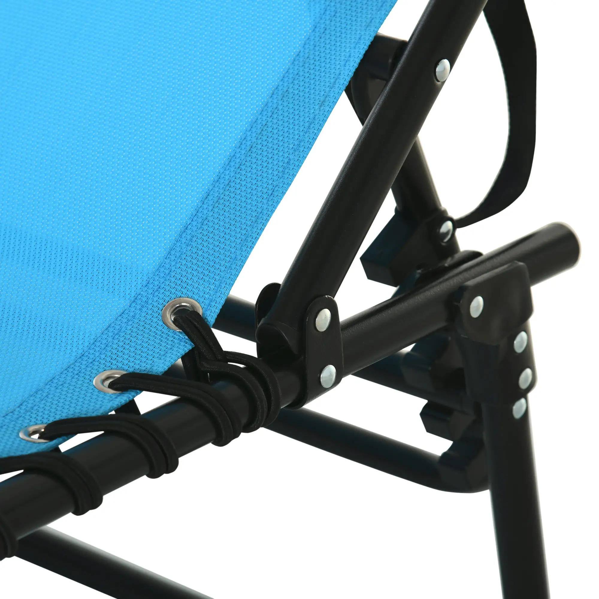 Back. Resenkos - Resenkos Foldable Chaise Lounge, 4-Position Reclining Back, Trifold Portable design And Breathable Mesh, Light Blue - Light Blue.