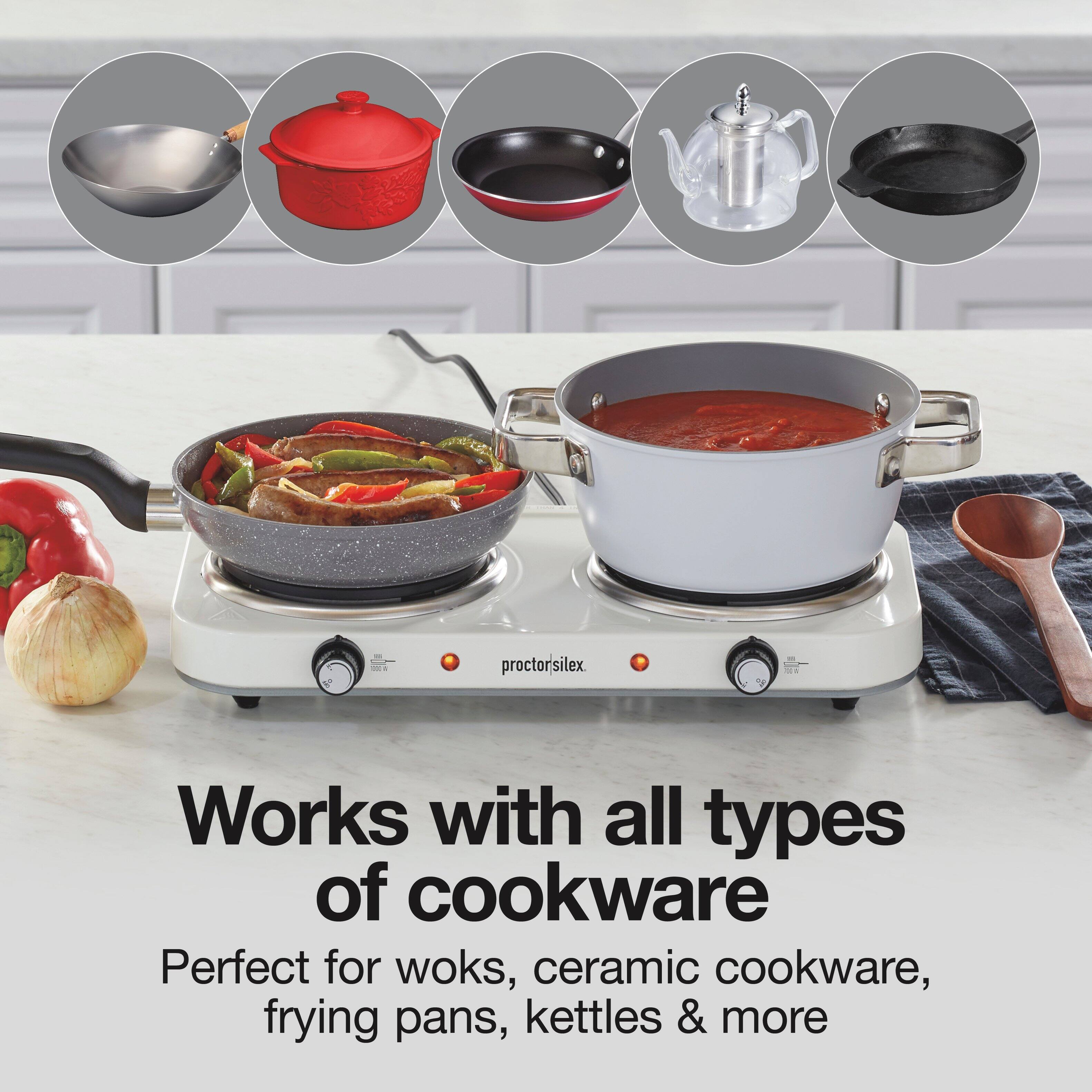 proctorsilex

Works with all types of cookware

Perfect for woks, ceramic cookware, frying pans, kettles & more
