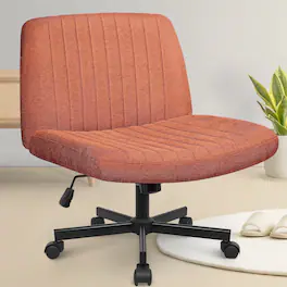 Neo Chair - Criss Cross Chair with Wheels, Home Office Cross-Legged Armless Chair, Ergonomic Computer Desk Chair with Wide Seat - Wheels-Brown