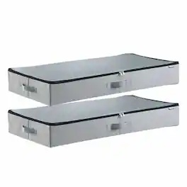 VEVOR - Under Bed Storage with Clear Lids,33.5 x16.9 x 4.7 Inch,45L Large Storage Containers,Low Profile Under Bed Drawer,2 Pack - Gray