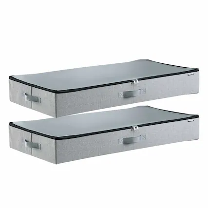 Front. VEVOR - Under Bed Storage with Clear Lids,33.5 x16.9 x 4.7 Inch,45L Large Storage Containers,Low Profile Under Bed Drawer,2 Pack - Gray.