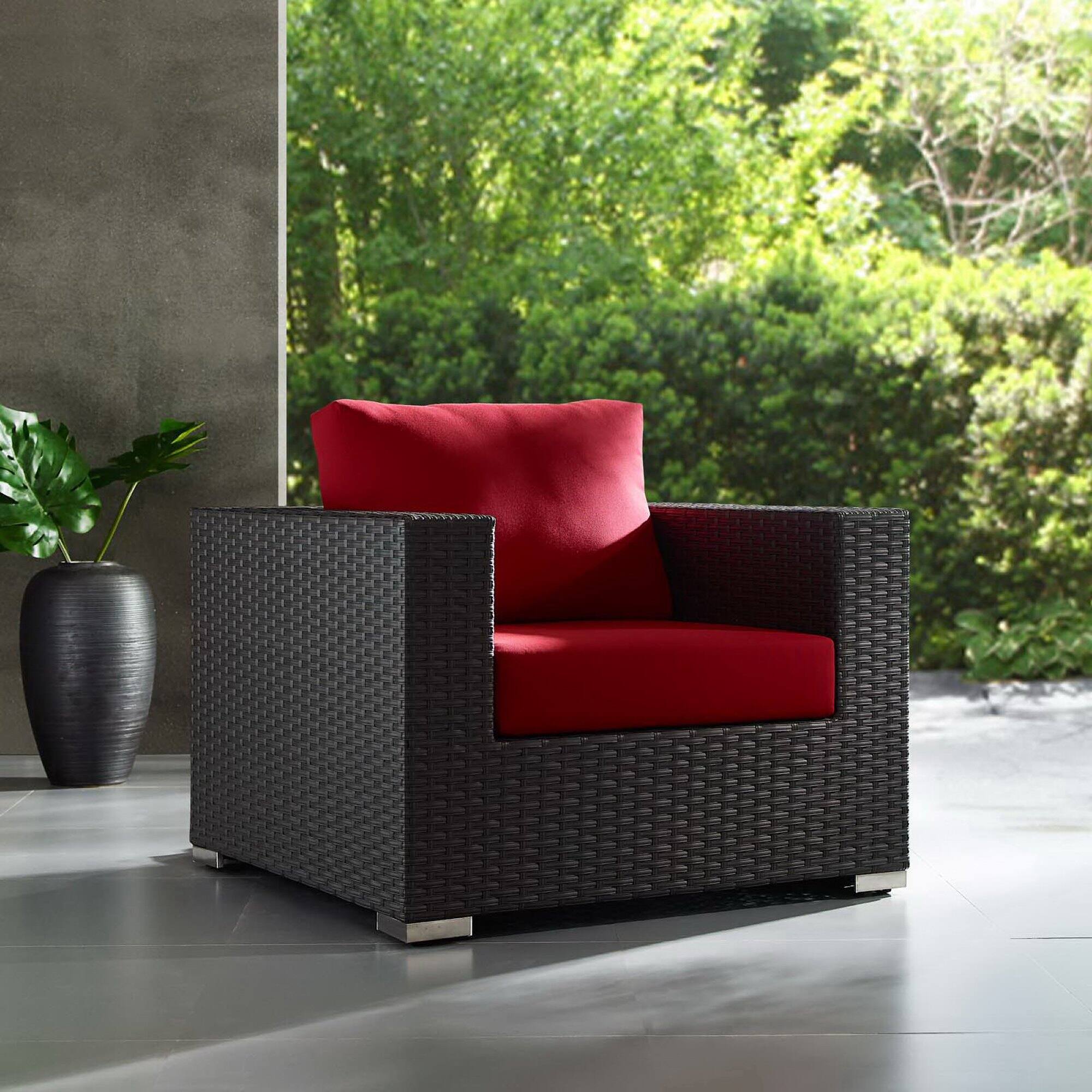Left. Modway - Sojourn Outdoor Patio Sunbrella® Armchair by Modway - Canvas Red.