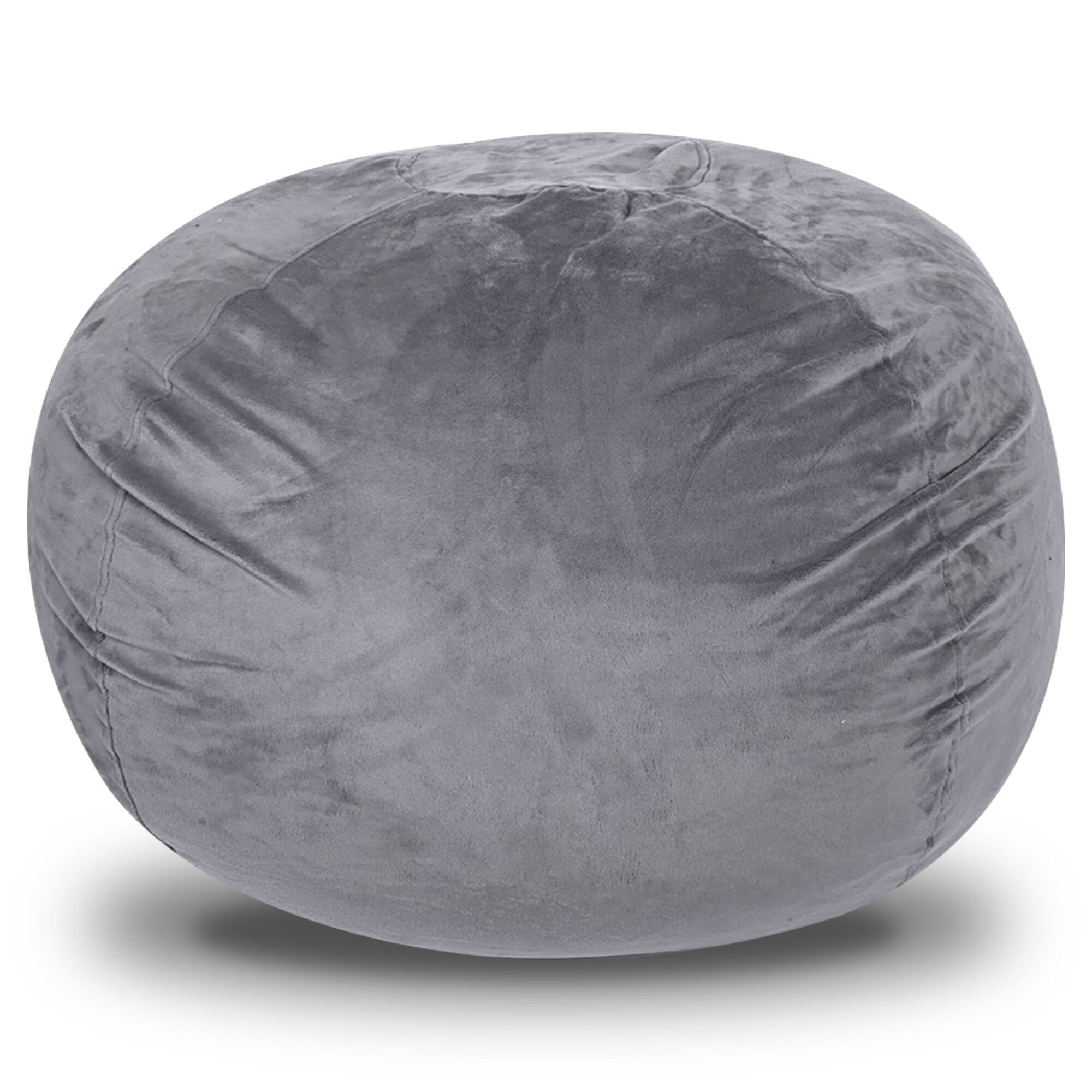 Alt View 1. GOODSILO - Plush Velvet Bean Bag Chair for Kids and Adults with Washable Cover and Memory Foam Filling - Gray.