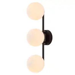 Jonathan Y - Nash 23" Mid-Century Modern Oil Rubbed Bronze 3-Light Metal Vanity Light with White Glass Globe Shades Wall Sconce - Oil-Rubbed Bronze