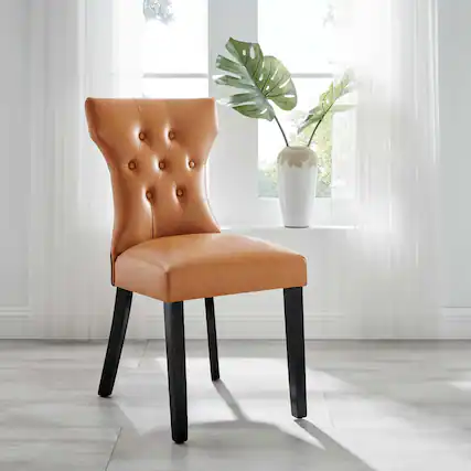Front. Modway - Silhouette Dining Vinyl Side Chair by Modway - Tan.