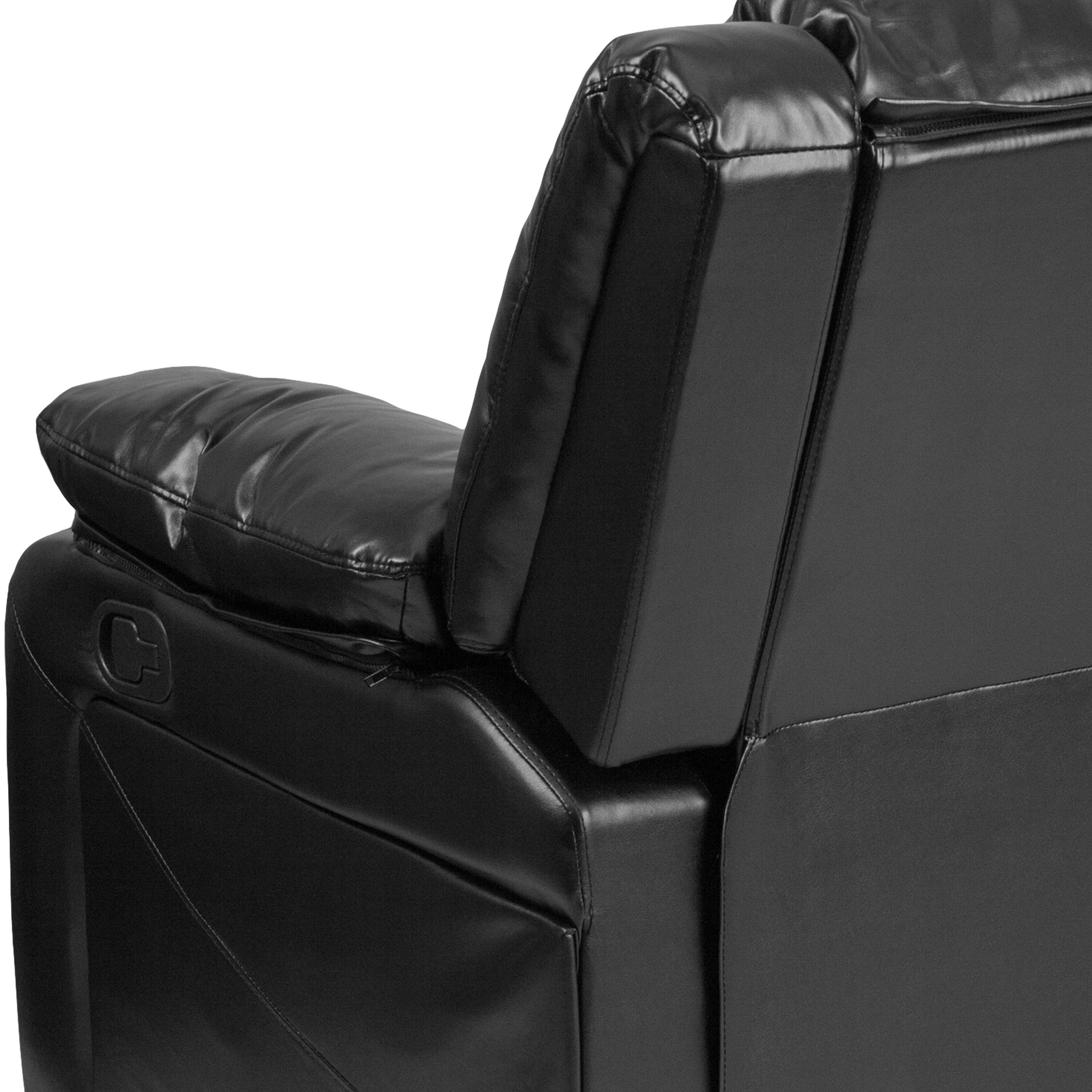 Alt View 9. Emma + Oliver - Bustle Back Loveseat with Two Built-In Recliners - Black LeatherSoft.