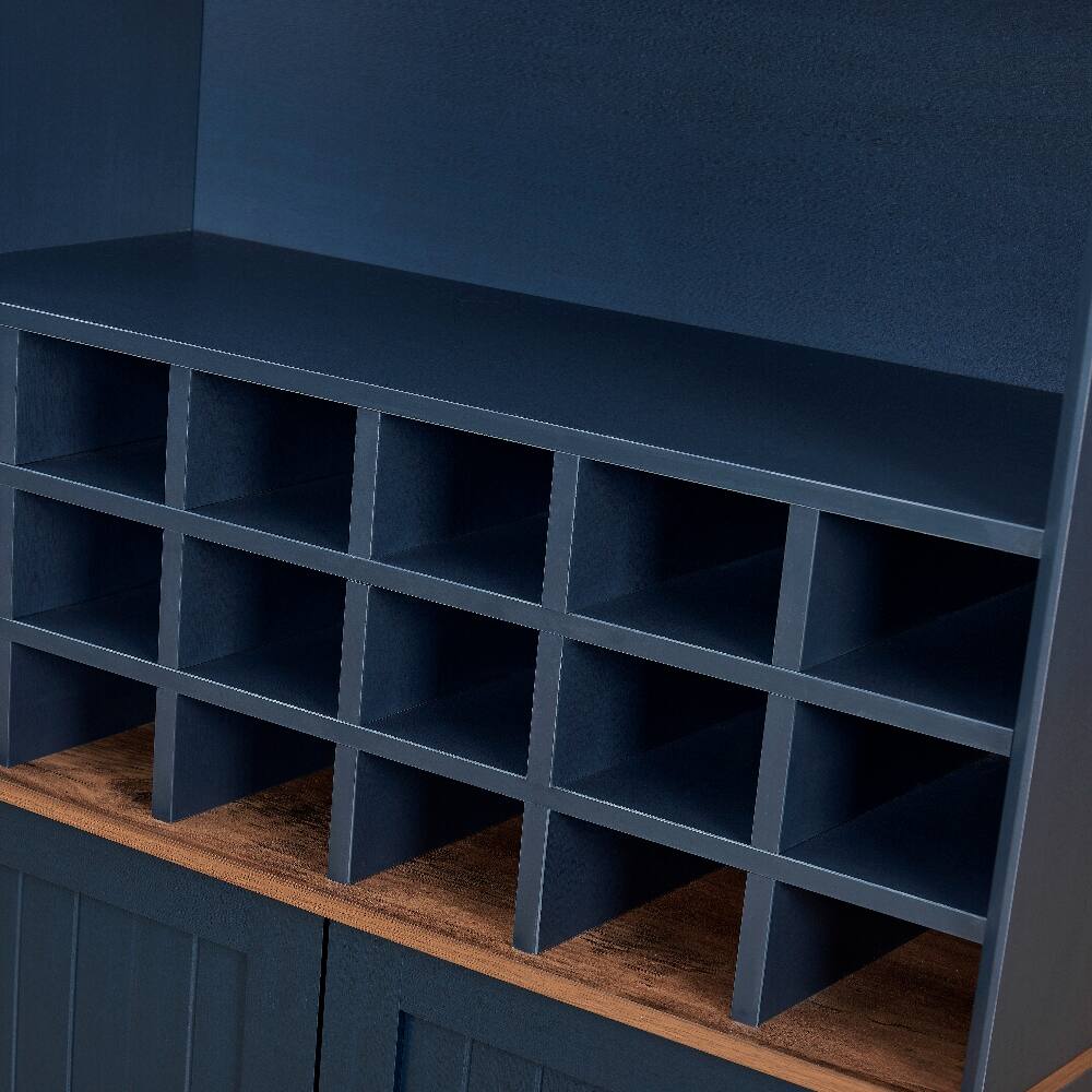 Alt View 4. Loheer - Loheer Arched Wood Wine Cabinet Freestanding Blue Liquor Bar Cabinet with Removable Rack - Blue.