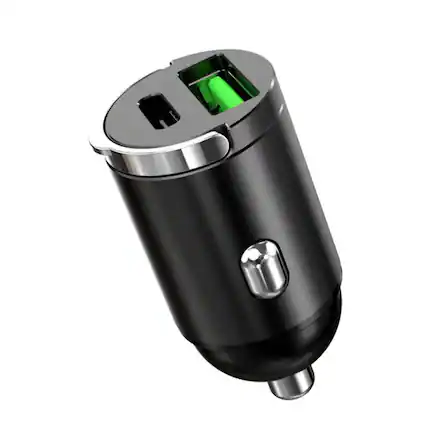Front. Luckbyte - 200W Dual USB-A High-Power Car Charger - Ultra-Fast QC 3.0 Charging Adapter with Pull Ring, Zinc Alloy.