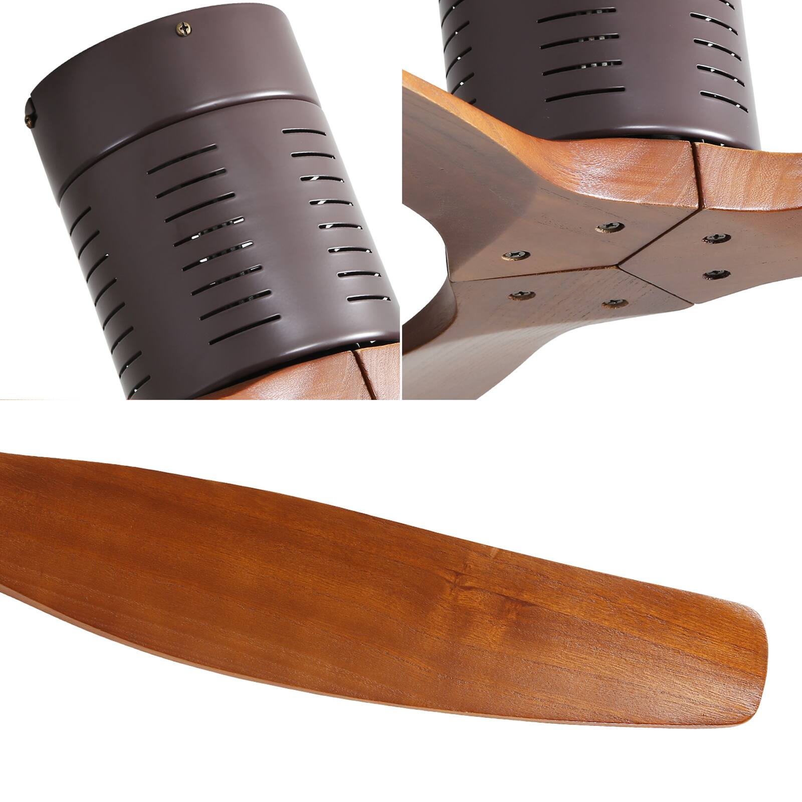 Alt View 4. Sofucor - Modern Solid Wood Low Profile Ceiling Fans No Light Quiet DC Motor 6 Speed & Timer & Reversible for Bedroom Living Room - 52'' - Flush Mount B.