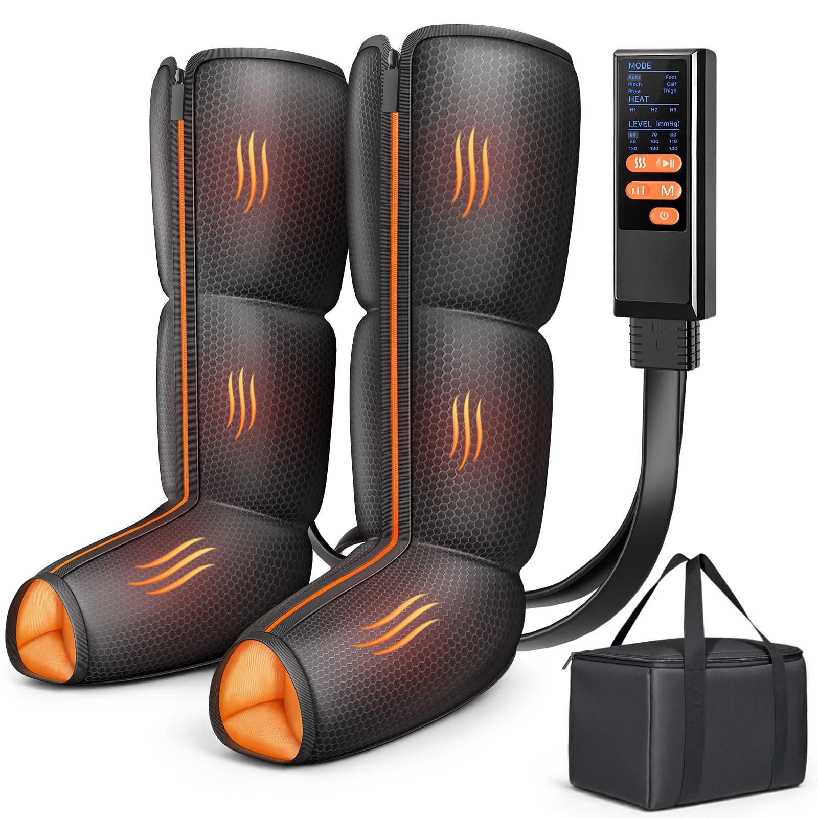 Live At Space - Sequential Leg & Foot Massager with Heat, 6 Modes 9 Intensities, 3-Zone Therapy Gift - 642146679704