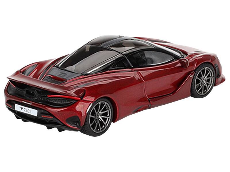 Left. Mini GT - McLaren 750S Amaranth Red Metallic with Black Top Limited Edition to 5040 pieces Worldwide 1/64 - Red Metallic And Black.