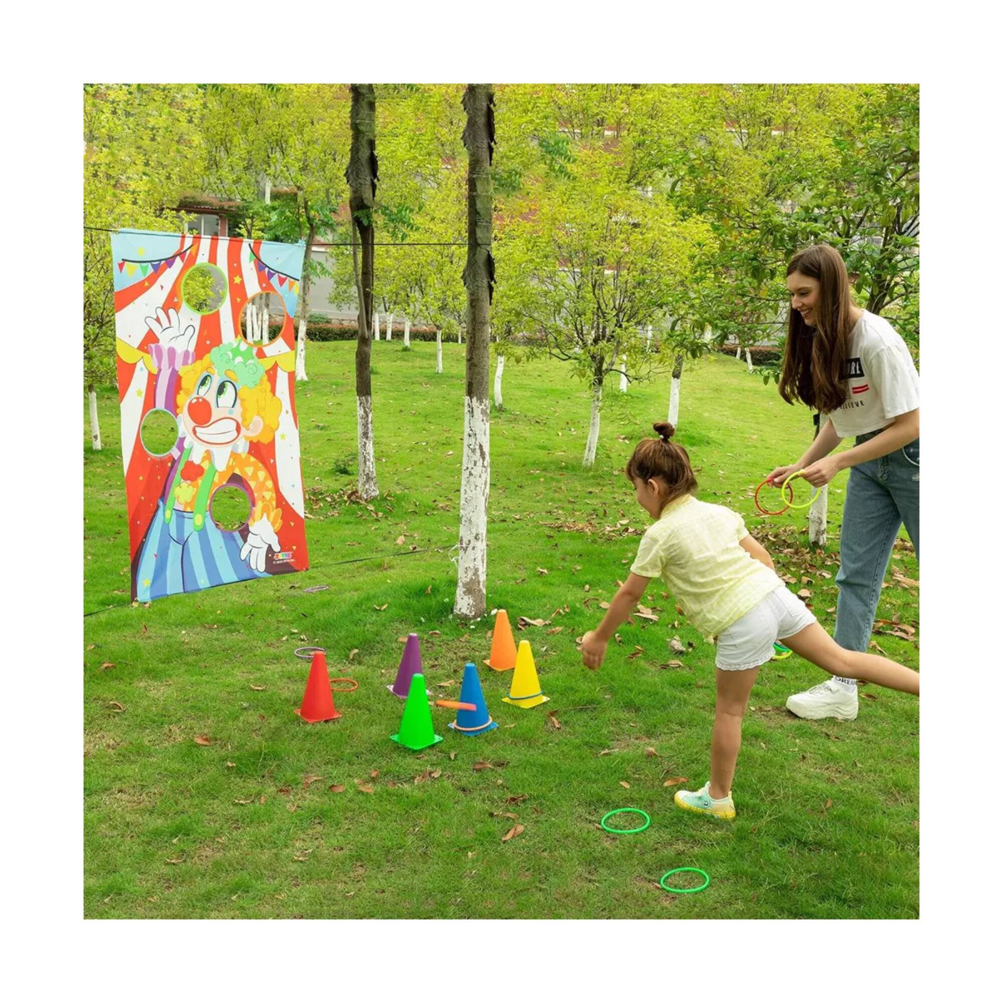 Alt View 2. Joyfy - 31 Pcs Carnival Game Set - Including Ring Toss Games, Bean Bags, and Cones Kids Indoor Outdoor Play Family Holiday Party.