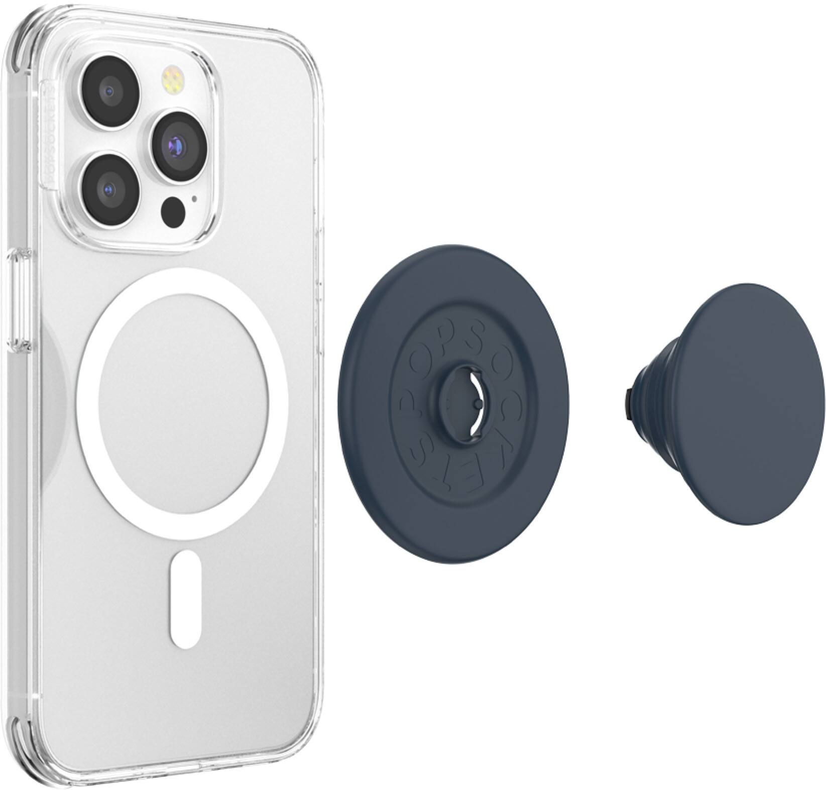 Back. PopSockets - MagSafe PopGrip Universal Magnetic Grip & Stand with Adapter Ring for Cell Phones - Soft Touch Navy.