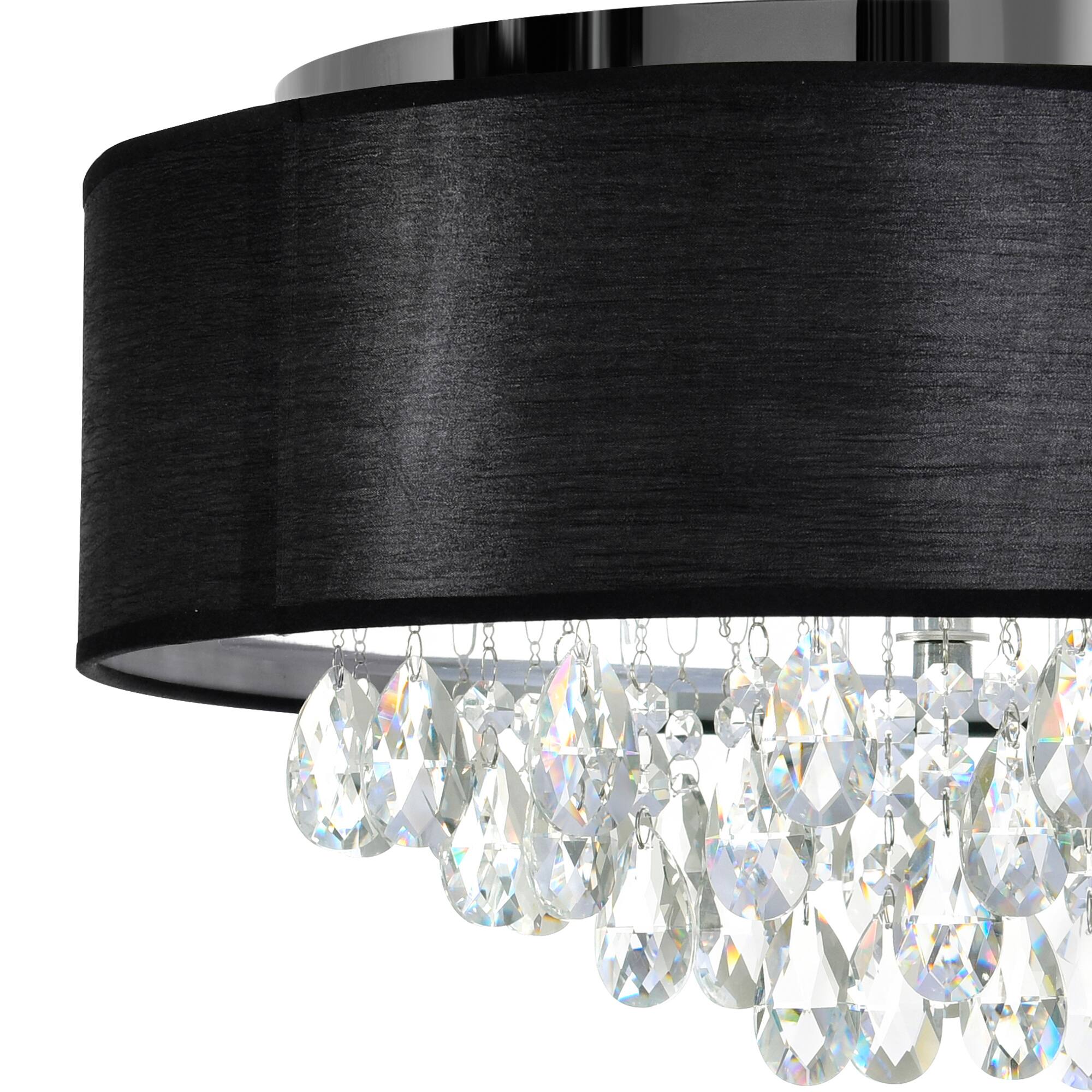 Left. CWI Lighting - Dash 4 Light Drum Shade Flush Mount With Chrome Finish - Chrome.