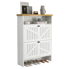 Spaco - 4-Layer Shoe Cabinet, Multi-functional Folding MDF, Modern Minimalist Design, 31.5x9.5x42.3 Inch for Entryway - White