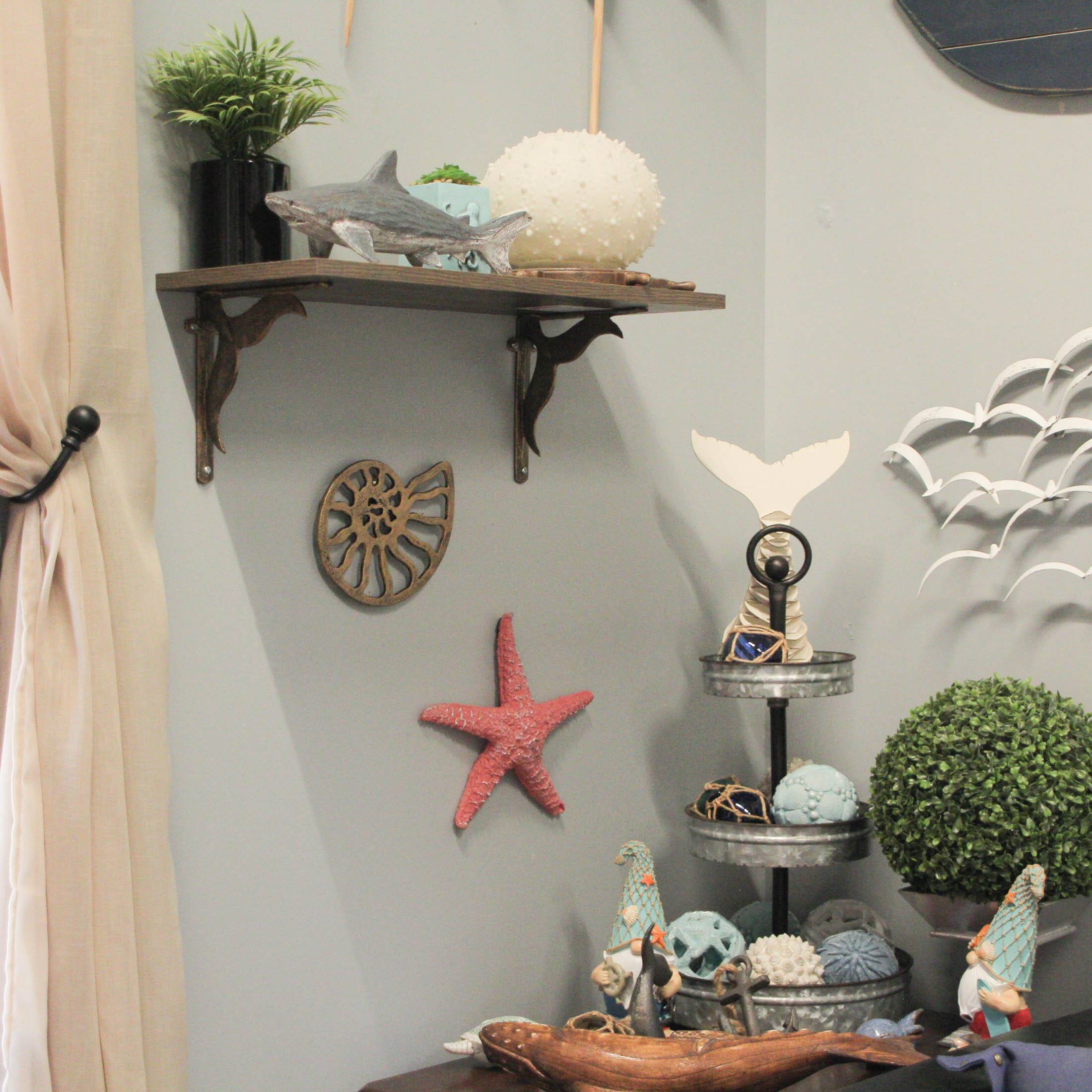 Alt View 4. Zeckos - Nautilus Shell Trivet – Distressed Gold Finish, Heat-Resistant, Coastal Decor - Gold.