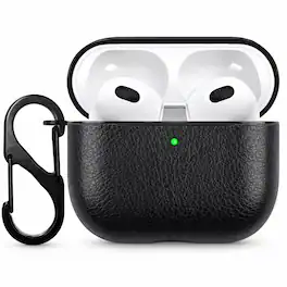 Entronix - Luxury Leather Case for AirPods 4th/5th Generation - Premium Protection - Black