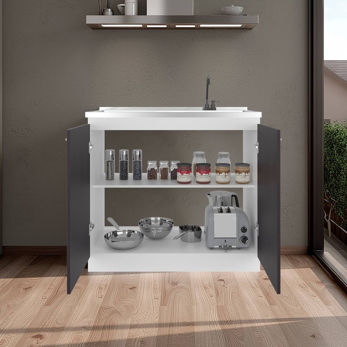 Ropilly Freestanding Utility Sink Cabinet with Faucet, Integrated ...