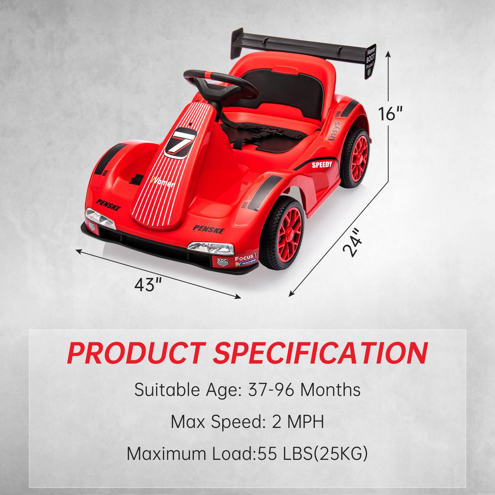 Acekool Kids Electric Go Kart, 6V Ride On Car w/Parent Remote