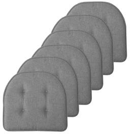 Sweet Home Collection - Solid Color U Shaped Memory Foam 17" x 16" Chair Cushions, 6-Pack - Gray