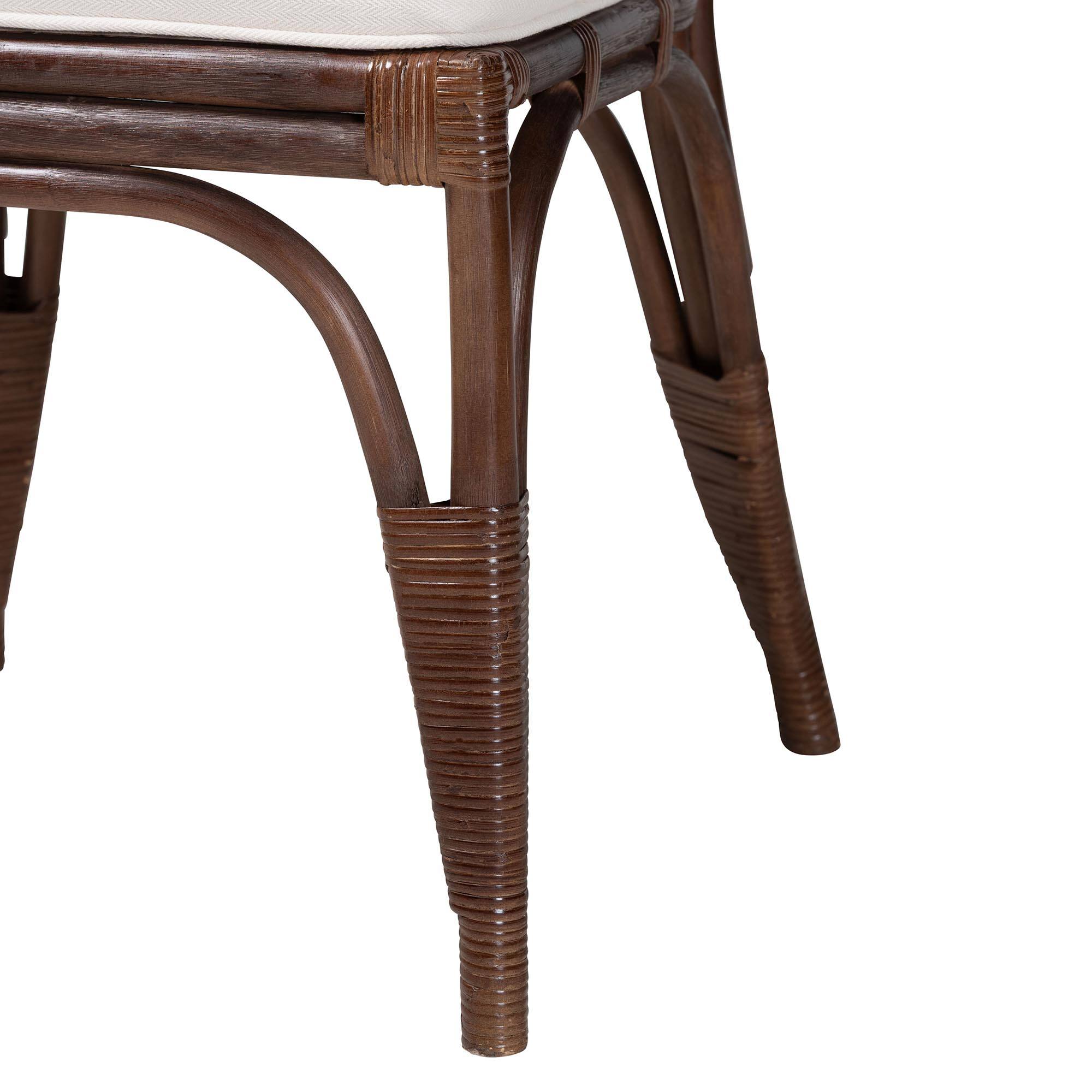 Alt View 1. bali & pari - Mahdis Natural Rattan 2-Piece Dining Chair Set with Cushion - Handwoven Wicker Accent Chair with Woven Chevron Back - Coffee Bean.