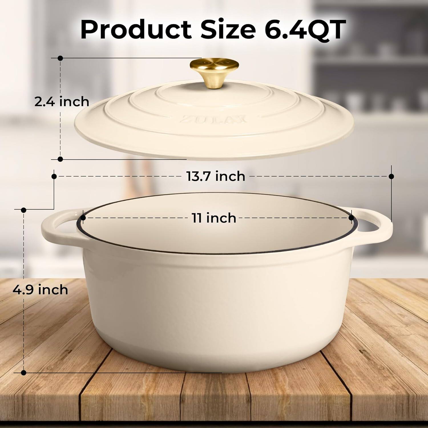 Product Size 6.4QT

- 2.4 inch
- 13.7 inch
- 11 inch
- 4.9 inch