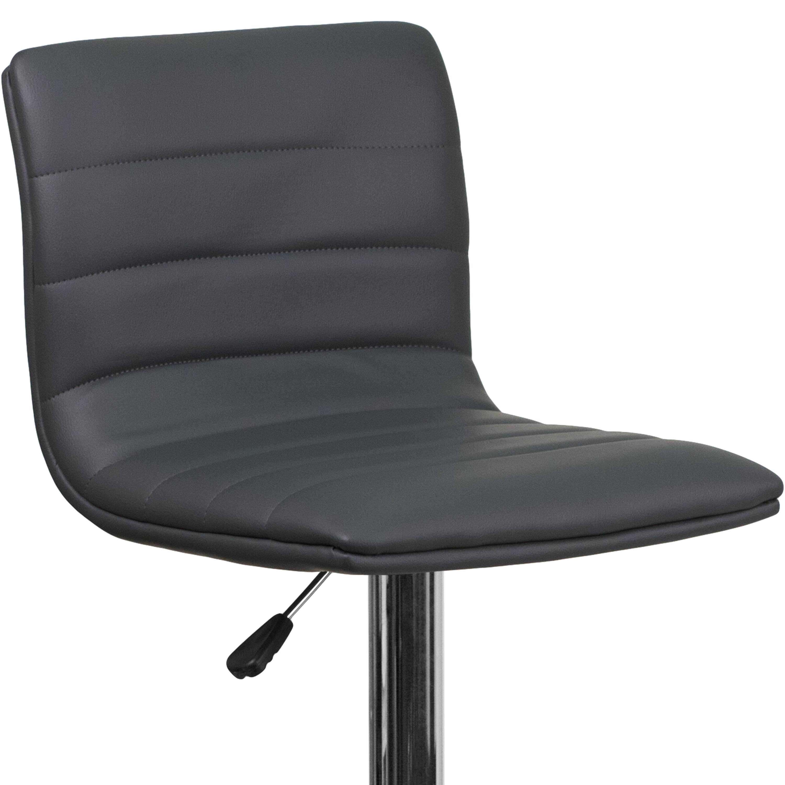 Alt View 17. Alamont Home - Modern Vinyl Adjustable Height Barstool with Horizontal Stitch Back - Gray.