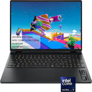 HyperX - OMEN 15.3" 2K 165Hz Gaming Laptop - Intel Core Ultra 7 255H (2025) - 12GB Memory - NVIDIA GeForce RTX 5050 - 512GB SSD - Shadow Black