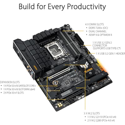 ASUS TUF Gaming B760 Plus WiFi D4 Motherboard 90MB1DF0 M0AAY0 ASUS TUF Gaming B760 Plus WiFi D4 Motherboard 90MB1DF0 M0AAY0