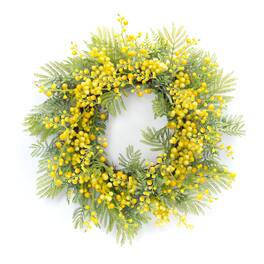 BreeBe - Fern and Mimosa Wreath 27"D - Green, Yellow