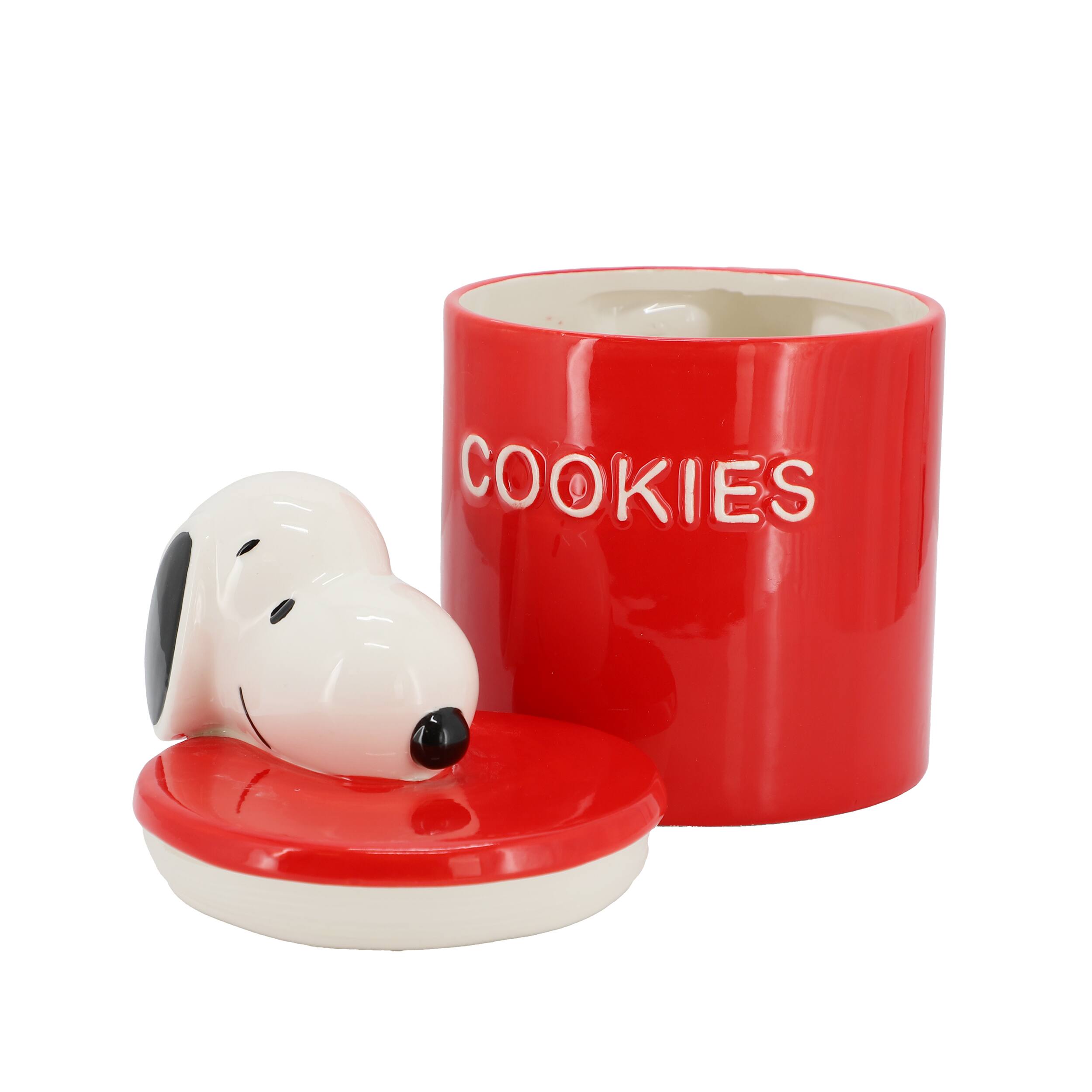 Alt View 1. Gibson - Peanuts Hello Cookies 8.2 Inch Ceramic Snoopy Cookie Jar w/ Lid in Red - Red.