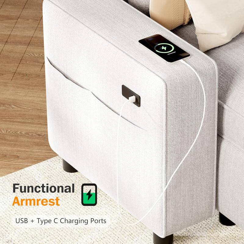 Functional Armrest USB + Type C Charging Ports