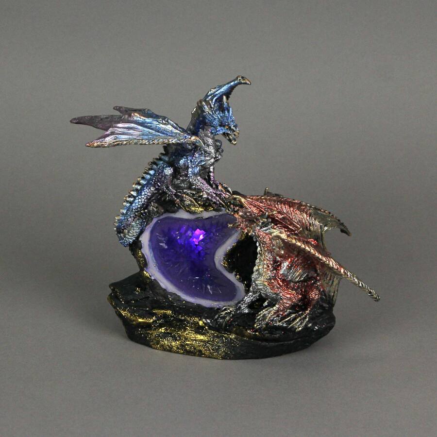 Geode Statue Everspring Import Co. Blue and Burgundy Battle Dragons Gothic Color ...